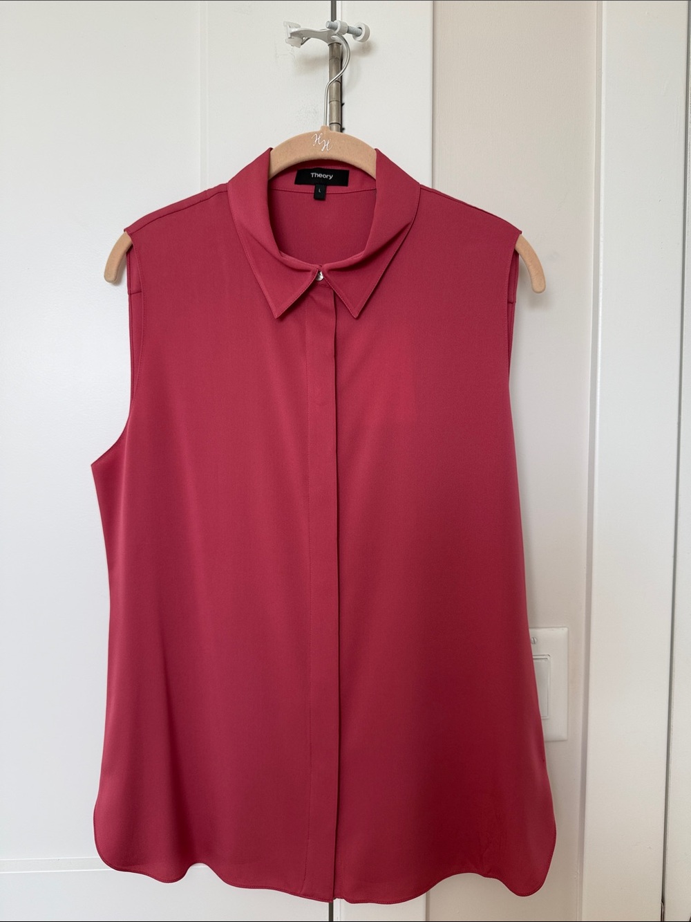 Theory Women's Silk Sleeveless Button-Front Top in Rose Pink